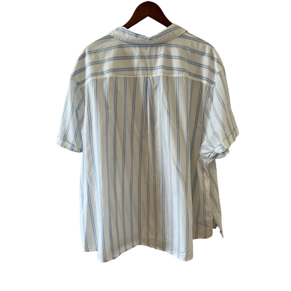 Ava & Viv baby blue striped Short Sleeve Button Down Top 1X Plus Size - Picture 5 of 7